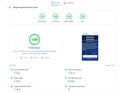 PageSpeed Insights score improvement before and after site speed optimization