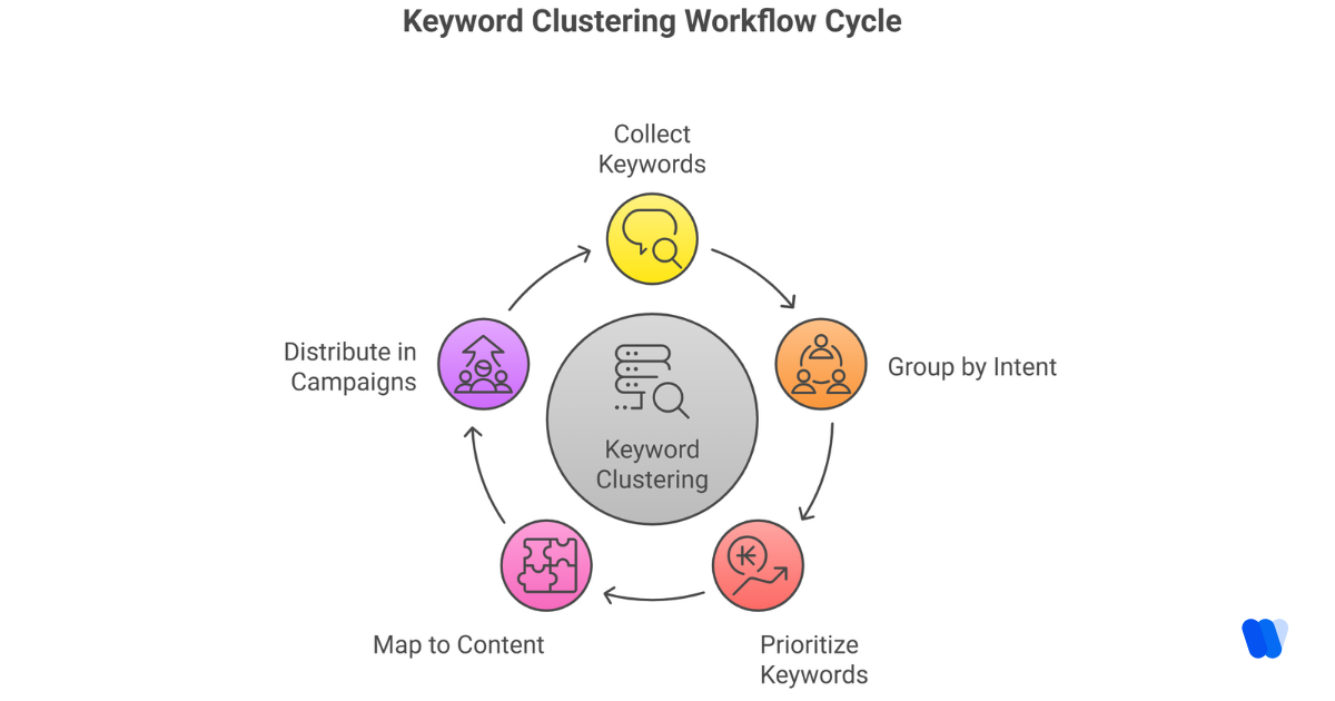 Topic cluster diagram for SEO keyword strategy using pillar and supporting pages