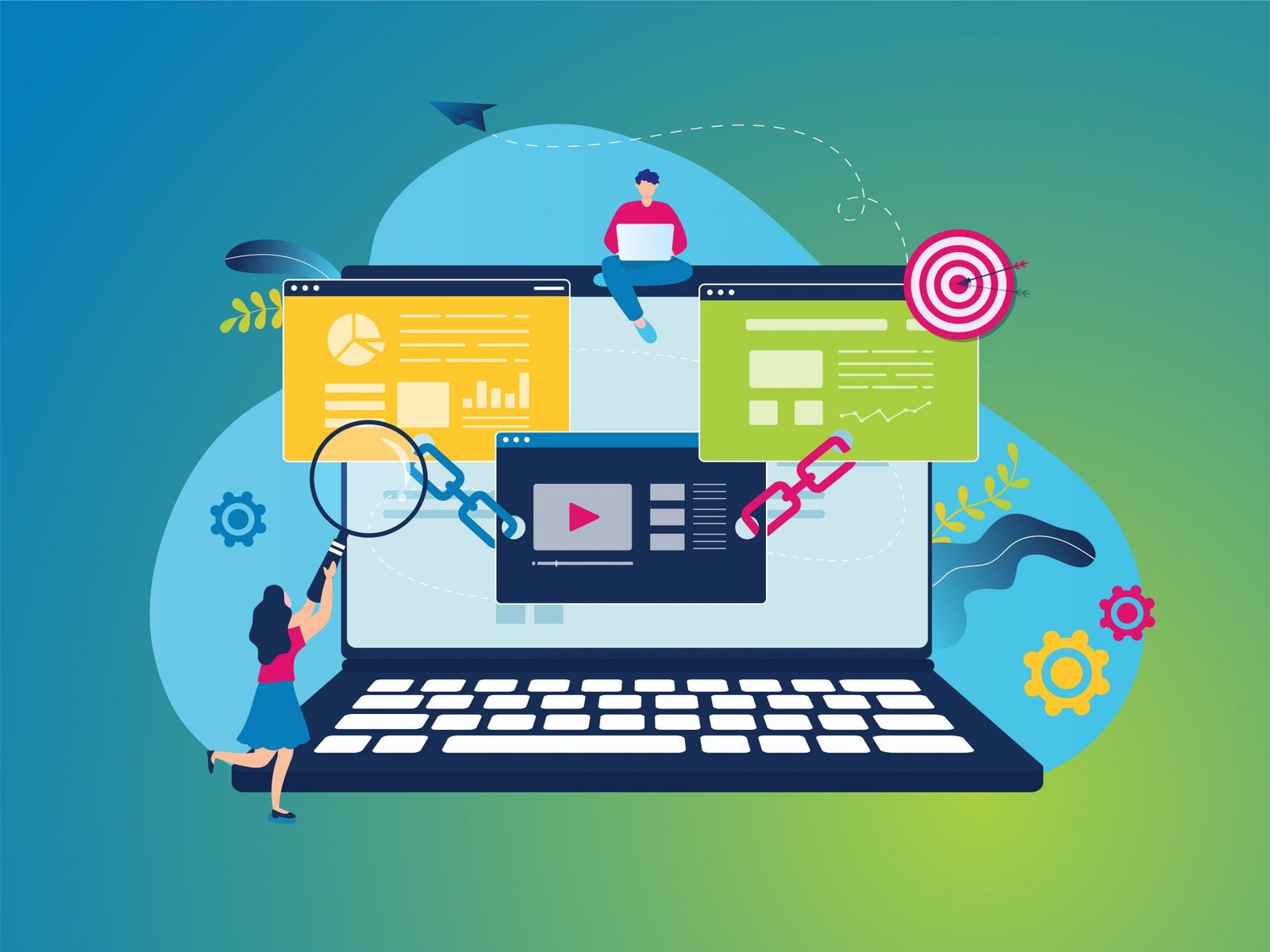 Off-page SEO backlink building concept