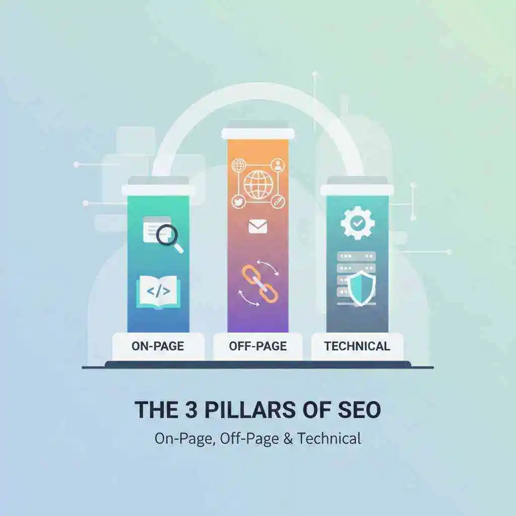 Three types of SEO explained diagram 2026