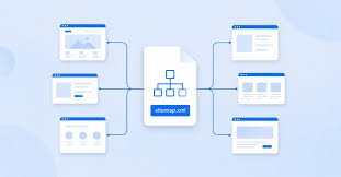 XML sitemap guiding a search engine crawler to website pages
